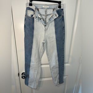 PacSun 90s High Rise Straight Leg Two Tone Cut & Sewn Mixed AcidWash Jeans Sz 27